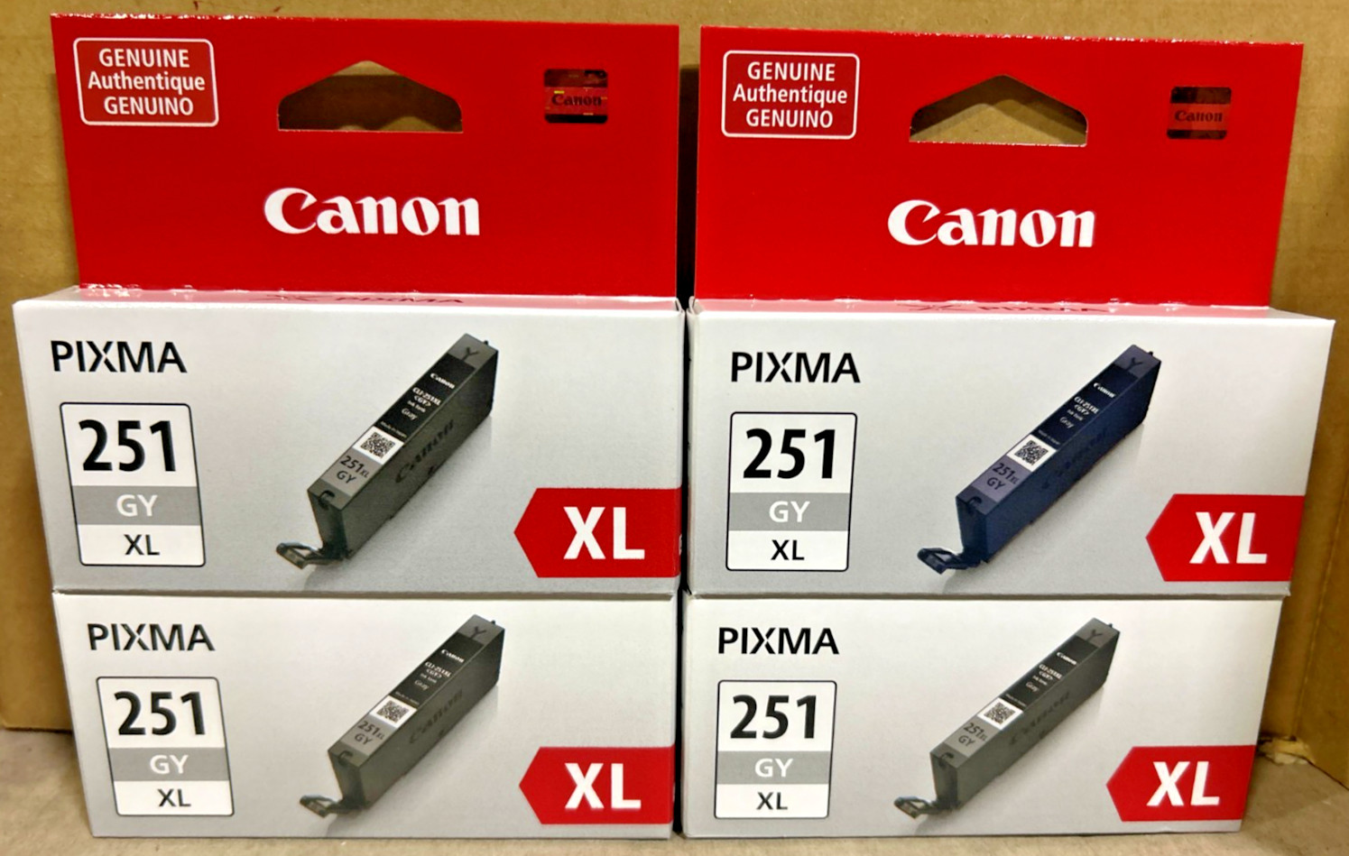 Set of 4 Genuine Canon 6452B001 / CLI-251XL Gray Inks for MG5420, MG5520