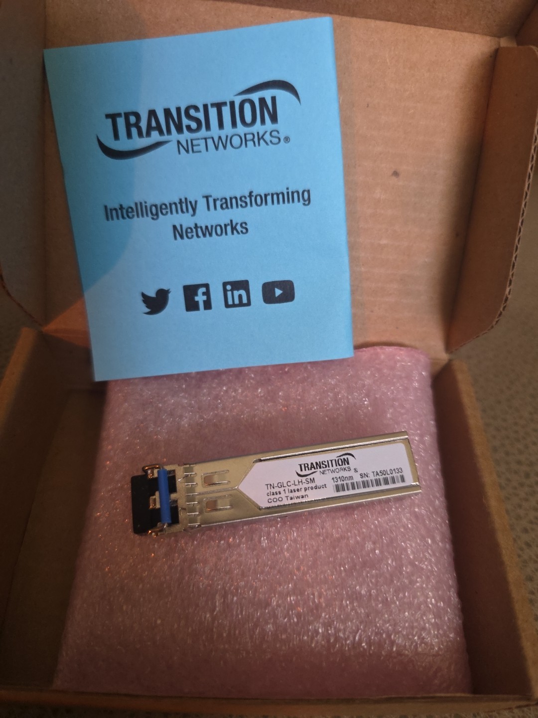Transition Networks 1000 Base LX LC SFP Module TN-GLC-LH-SM NEW