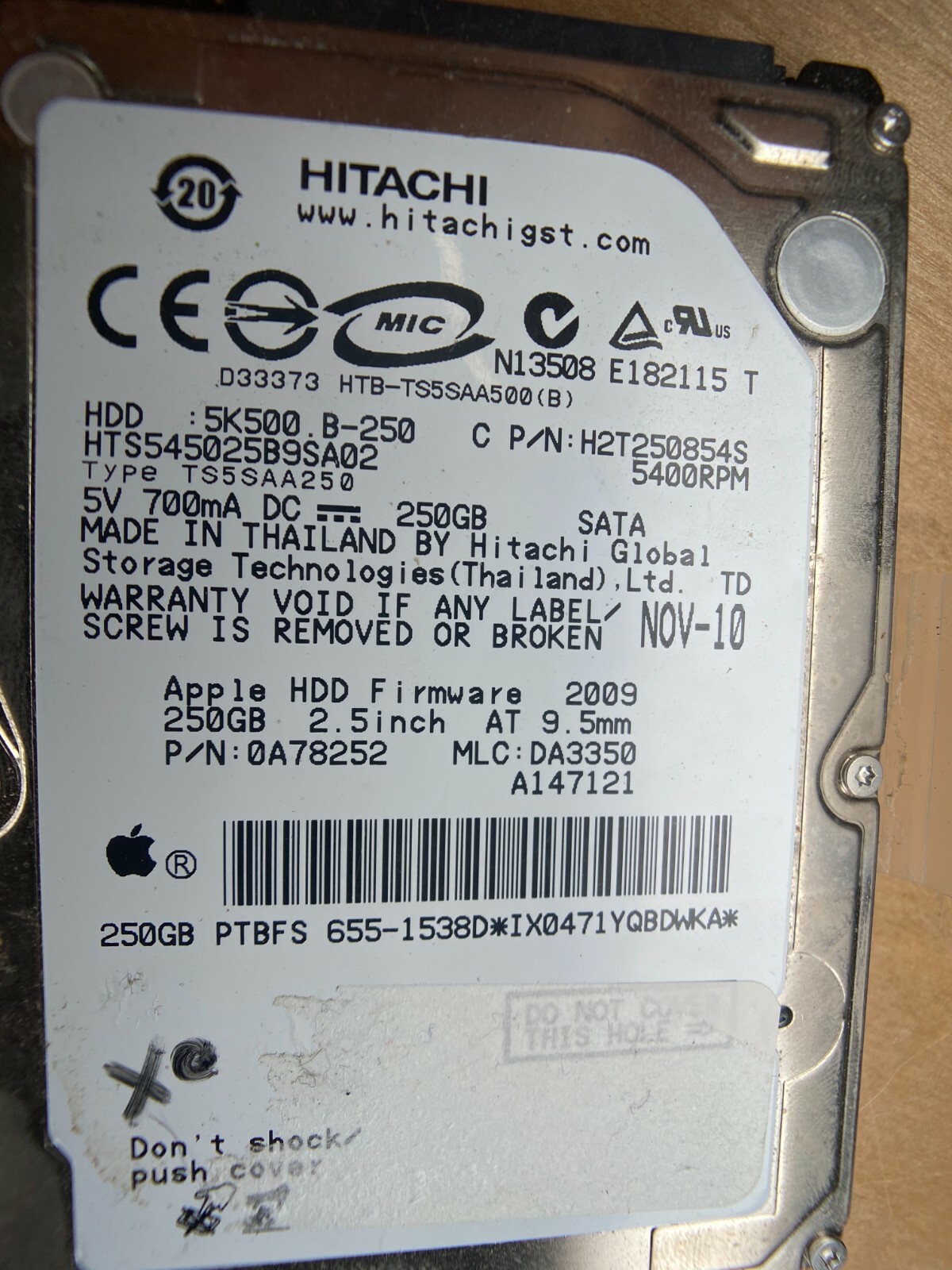 HITACHI HTS545025B9SA02  (PARTS ONLY)
