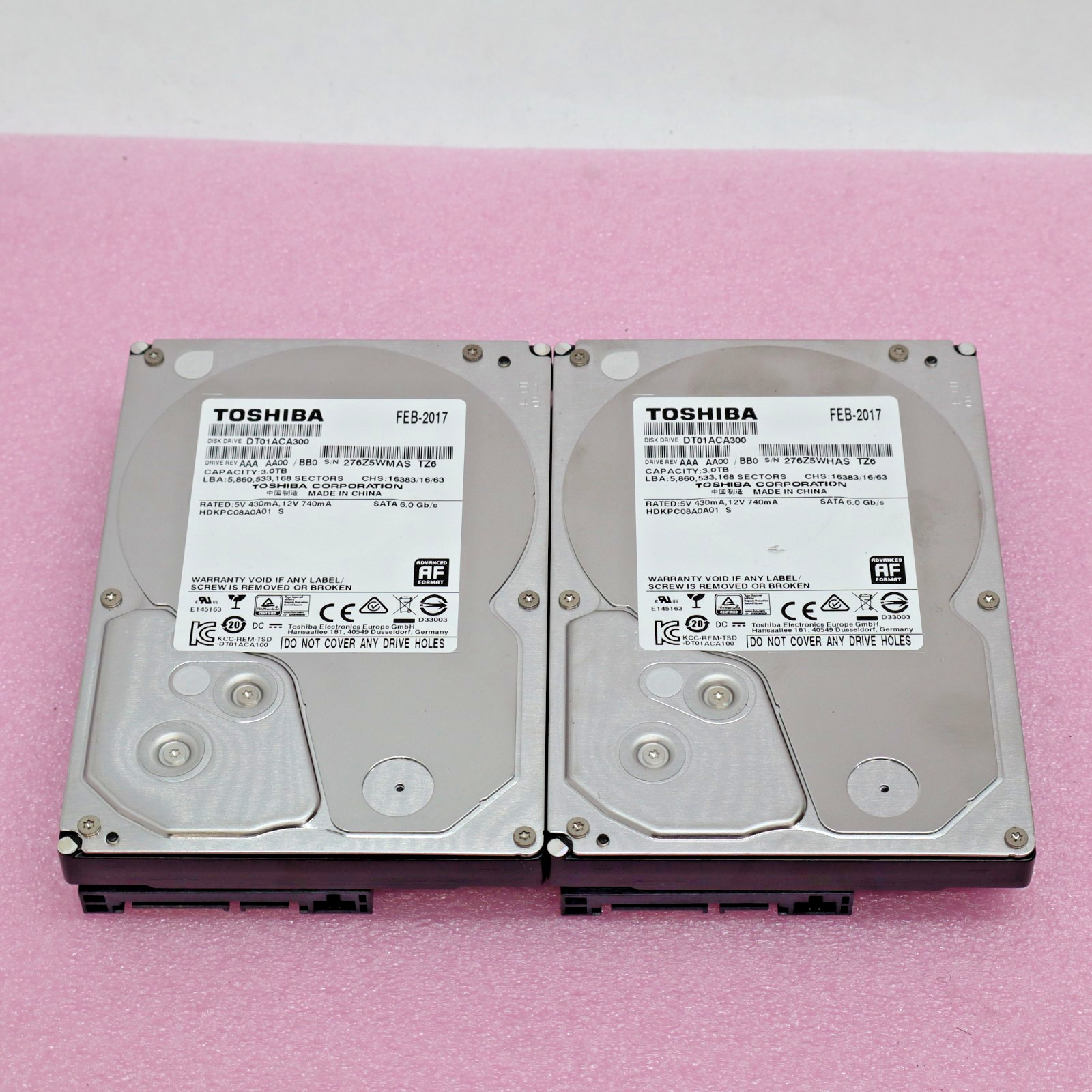 LOT-2 TOSHIBA DT01ABA300 / HDKPJ08A0A01 S Rev AAA AA00/BB0 3TB SATA 3.5" T5-C