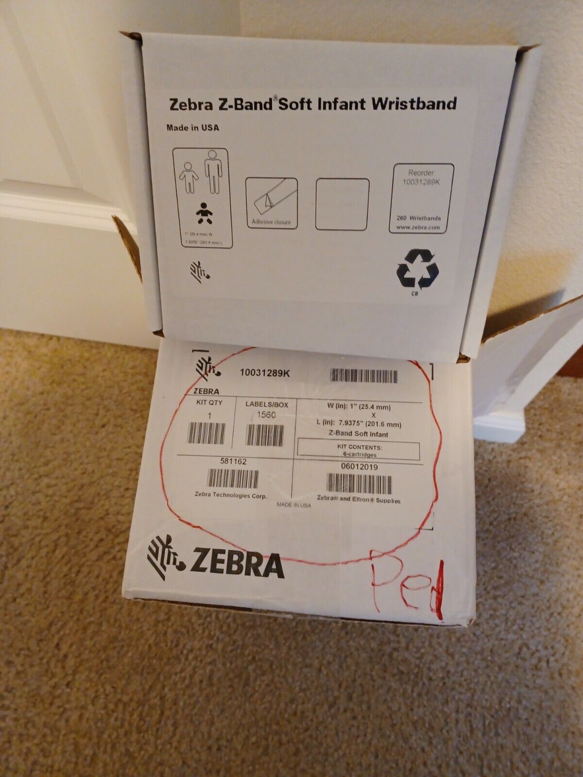 Zebra Z-Band Soft Infant (260) Wristband Cartridge 1