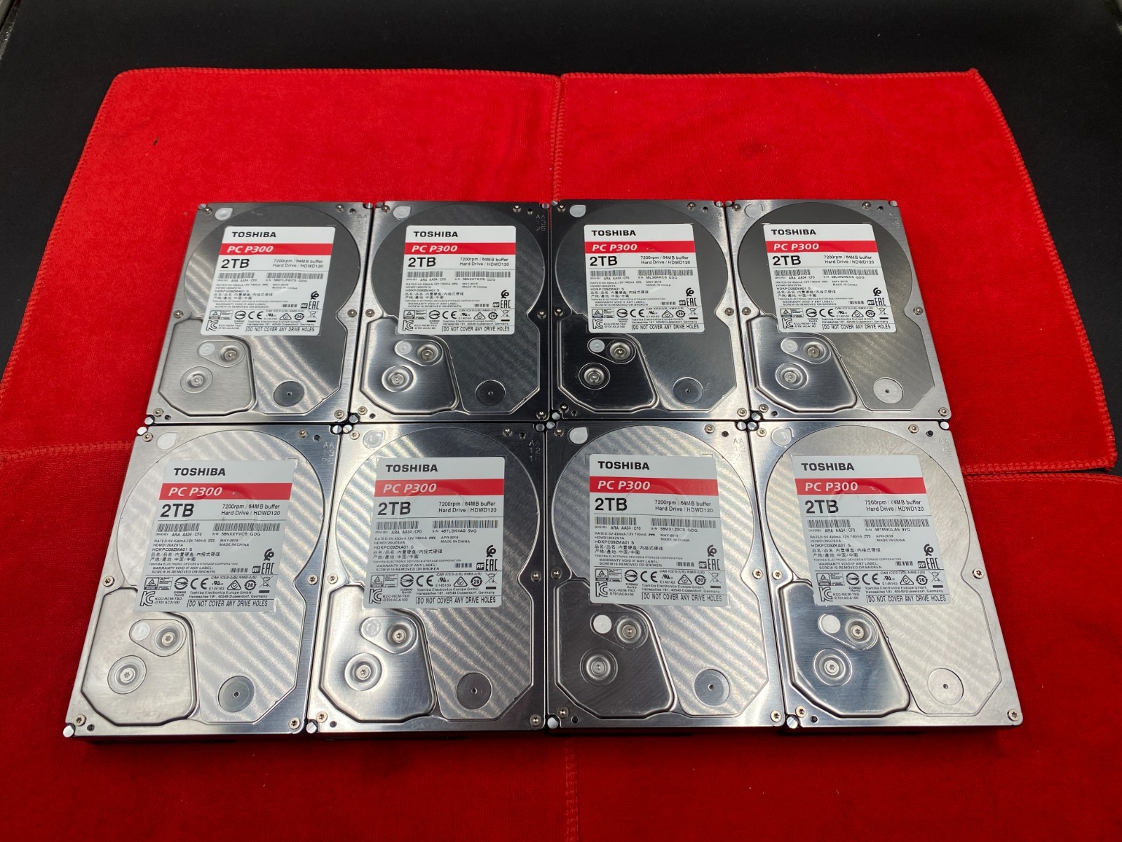 (16TB) 8 LOT TOSHIBA PC P300 2TB HDD SATA 3.5" 7.2KRPM HDKPC09ZMA01/HDKPC09ZKA01