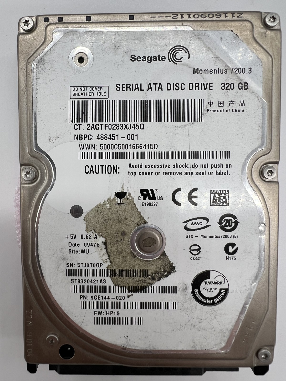 Seagate ST9320421AS 320GB 2.5" SATA HDD – Momentus 7200.3 HP15 Tested