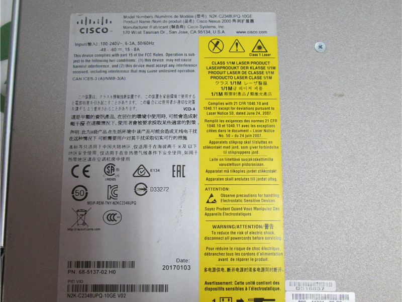 Cisco Nexus 2000 N2K-C2348UPQ-10GE Switch 48 SFP+ 6 QSFP+ Ports with Rails