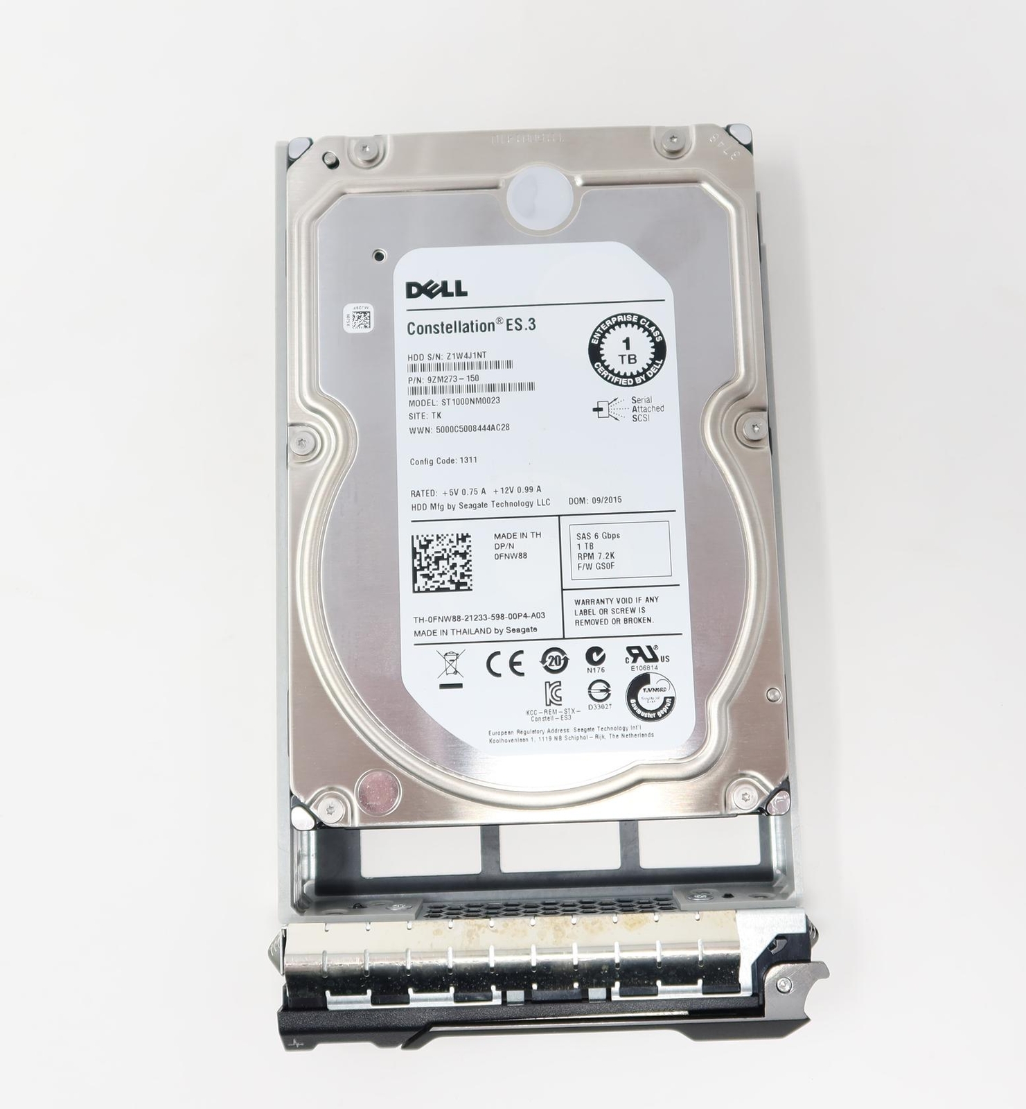 FNW88 ST1000NM0023 FOR Dell 1TB 7.2K RPM 6Gb/s 3.5" SAS Hard Drive