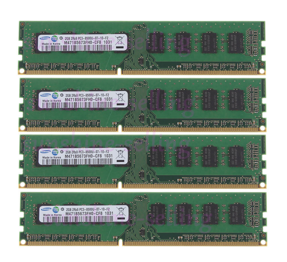 Samsung 8 GB RAM 4X 2GB RAM PC3-8500 DDR3 1066Mhz 240Pin DIMM Desktop Memory CL7