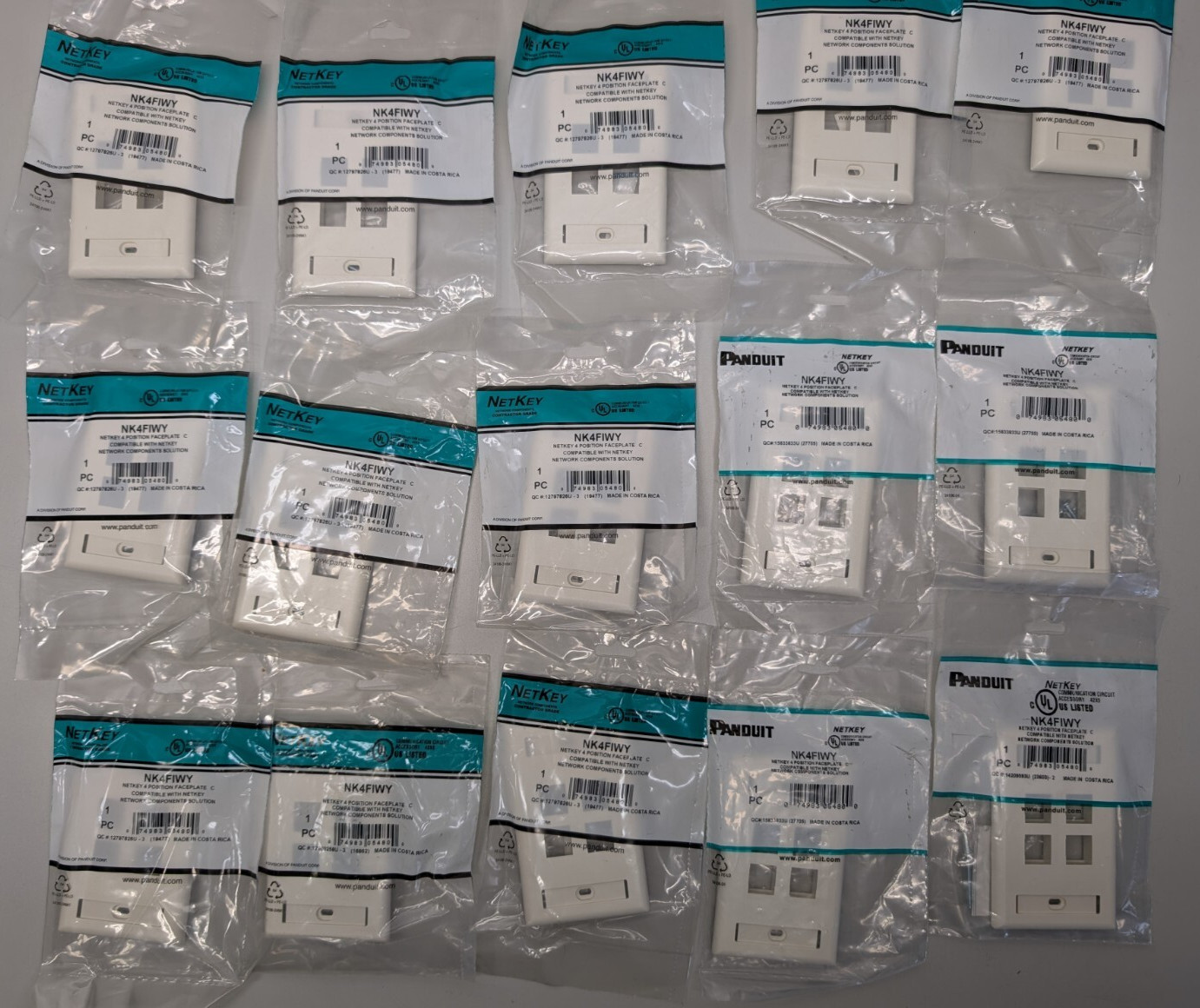 Panduit NK4FIWY NETKEY 4 Position Faceplate LOT OF 15