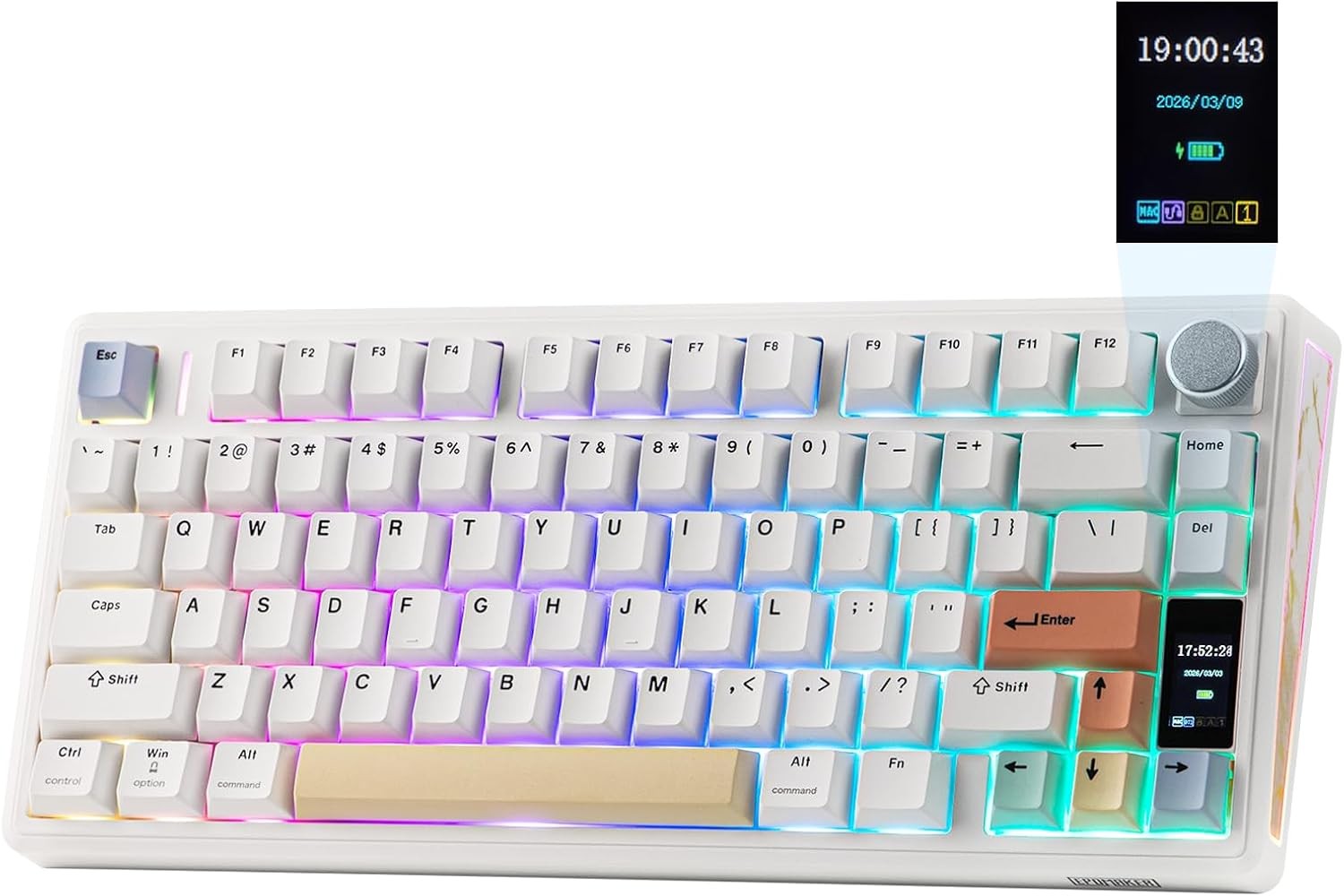 EPOMAKER TH80 V2 PRO Wireless Gaming Keyboard with Screen&Knob, White