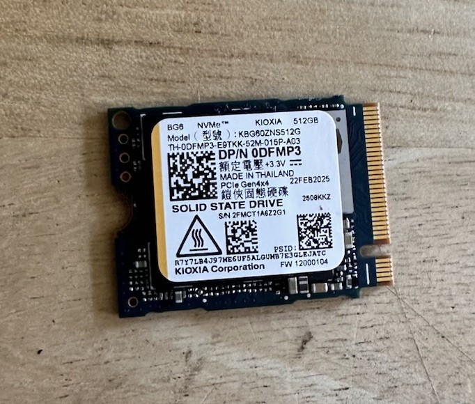Kioxia BG6 NVMe M.2 2230 KGB60ZNS512G 512GB SSD Gen 4 0DFMP3