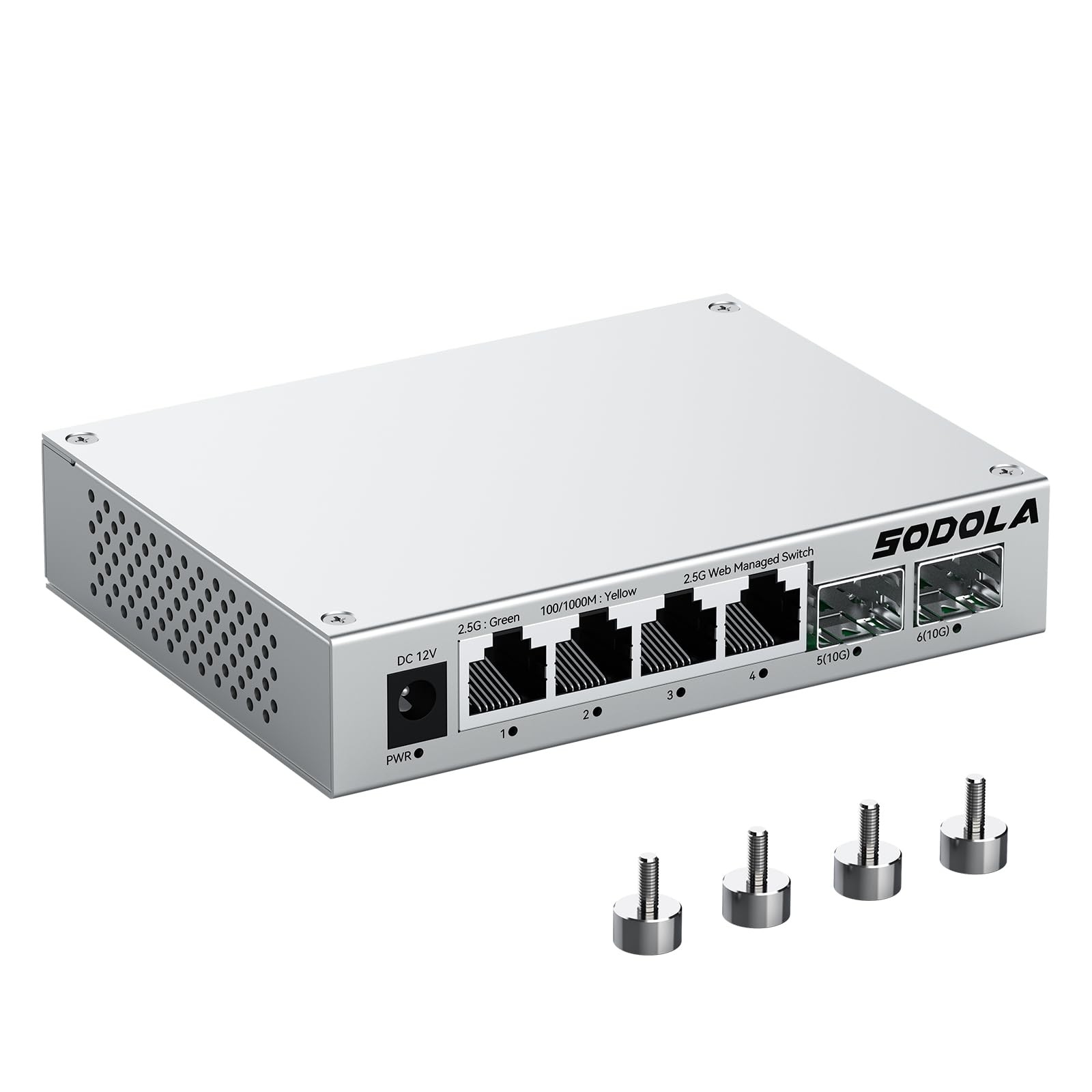 Sodola 6 Port 2.5Gb Easy Web Managed Switch 4x2.5G RJ-45 2x10G SFP