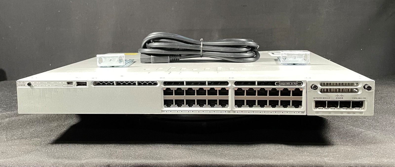 Cisco WS-C3850-24P-E 24Port Gigabit PoE Switch w/C3850-NM-2-10GModule- Fast Ship