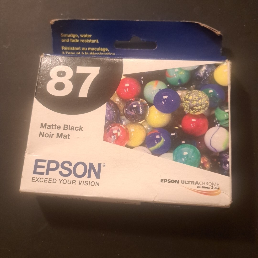 New Sealed Box Genuine OEM Epson 87 Matte Black Inkjet T087820 06/2022 T0878