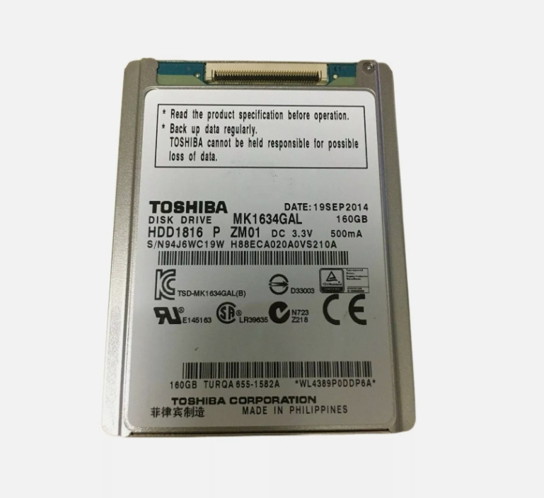 1.8'' Toshiba 160GB MK1634GAL ZIF Hard Disk Drive For Apple iPod 7th Gen Classic