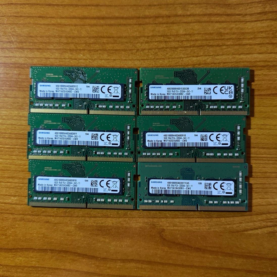 Samsung (Lot of 6) 16GB 1Rx8 PC4 3200AA SA2 11