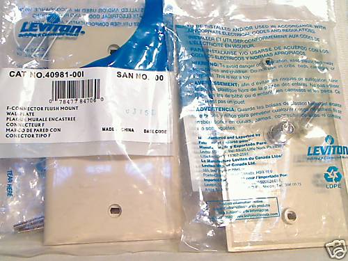 Leviton 40981-001, F-connector flush mount wall plate