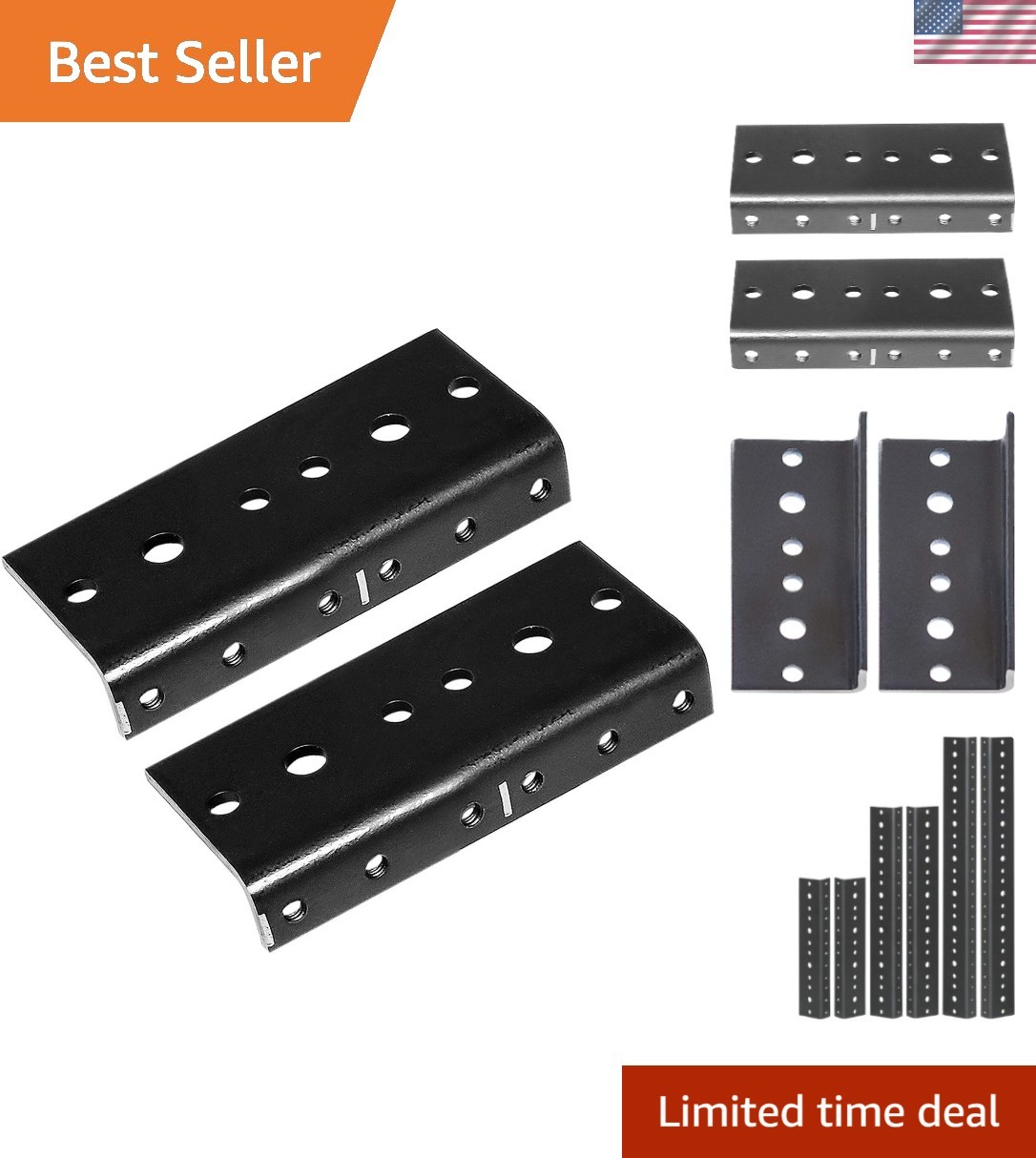 Lightweight 2U Rack Rail Pair - 11 Gauge Steel, Easy Install, Black Finish