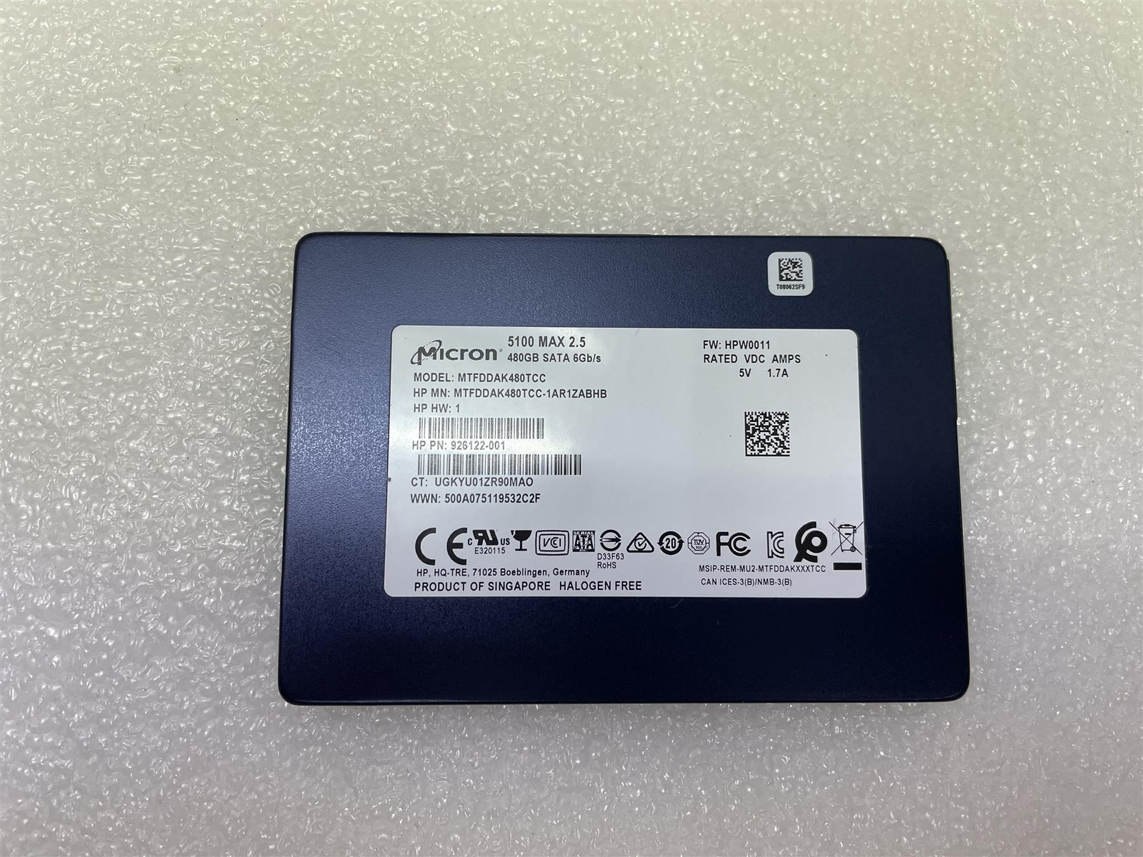 HP L51400-001 Micron 5100 Max 2.5 480GB SATA MTFDDAK480TCC SSD Hard Drive