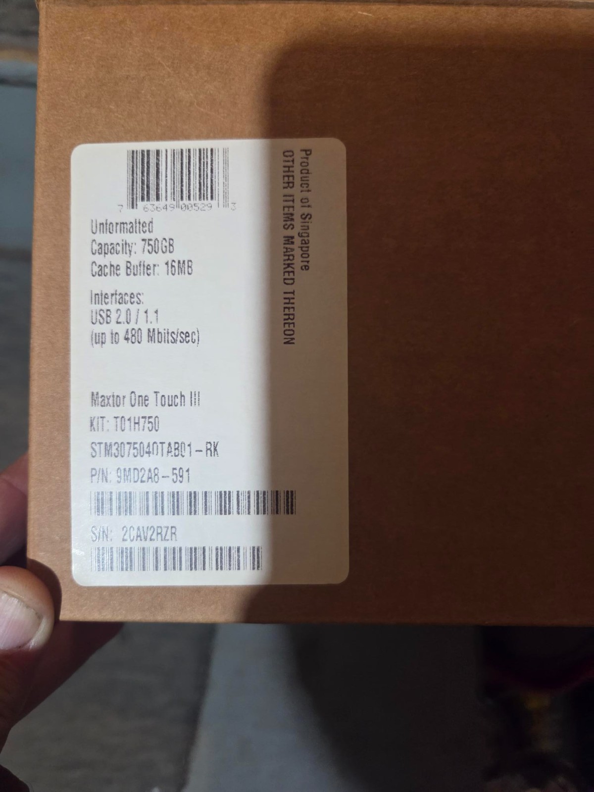 Maxtor One Touch III USB 2.0 Unformatted 750 GB 16 MB Vintage Computing Sealed