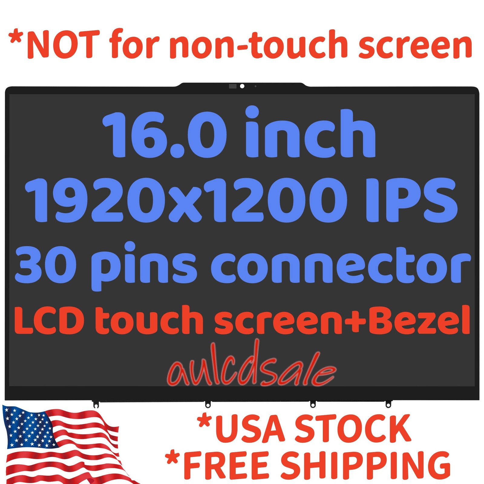 5D10S40100 For Lenovo Yoga 7 16IML9 83DL0002US WUXGA LCD Touch Screen w/Bezel