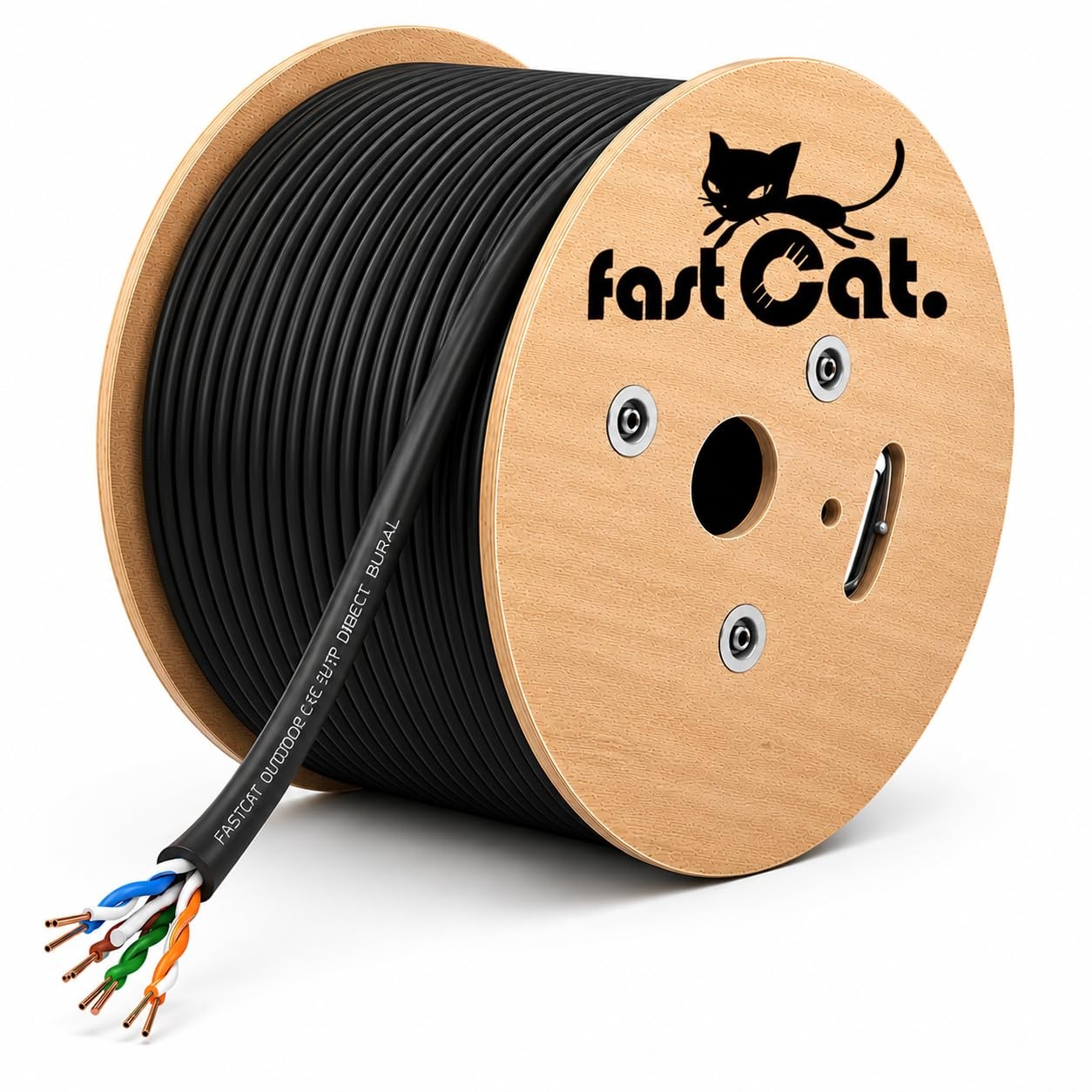 fast Cat. Cat6 Direct Burial Outdoor Ethernet Cable 1000ft 1000ft, Black
