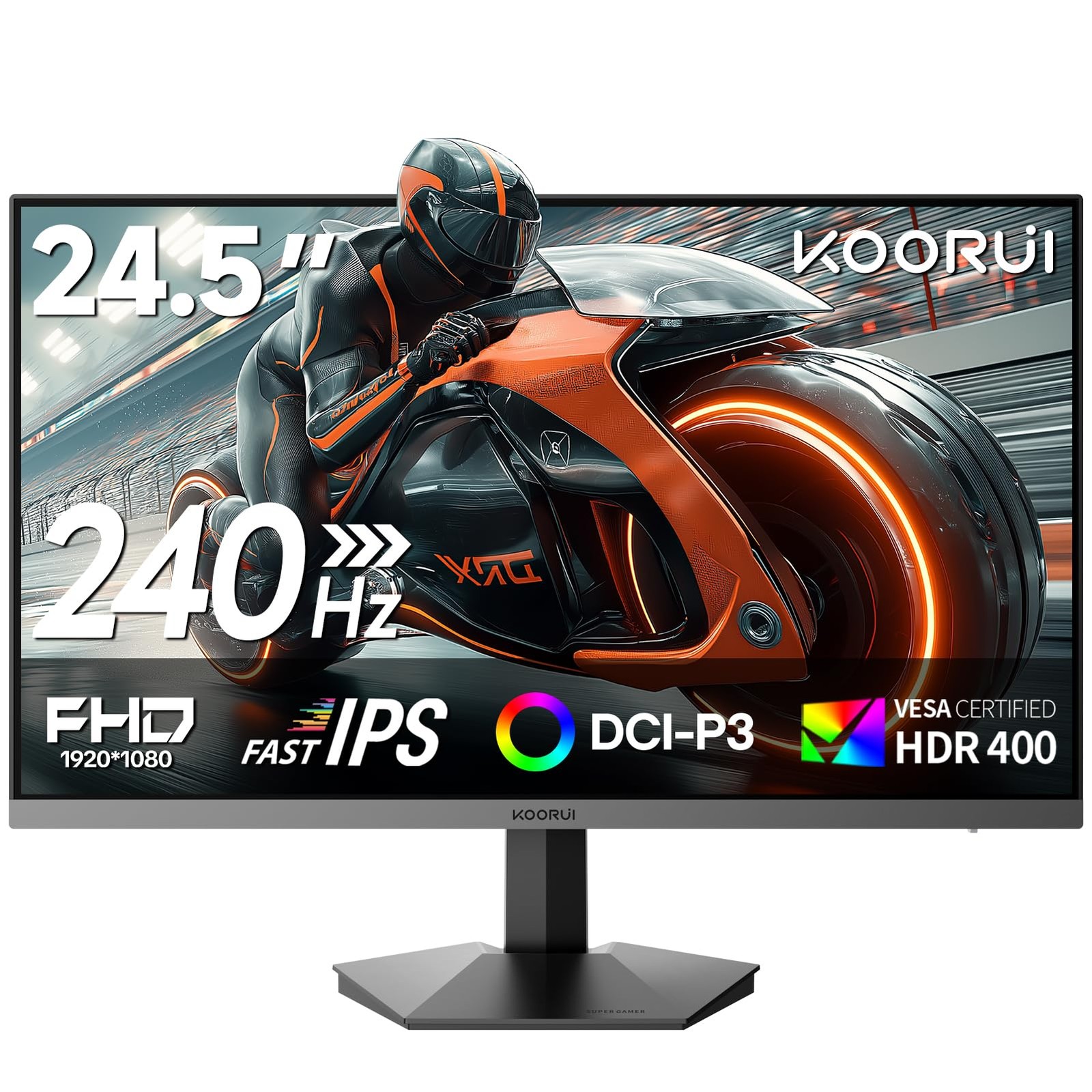 KOORUI 24.5" FHD 240Hz 1ms HDR400 Fast IPS Gaming Monitor AMD FreeSync