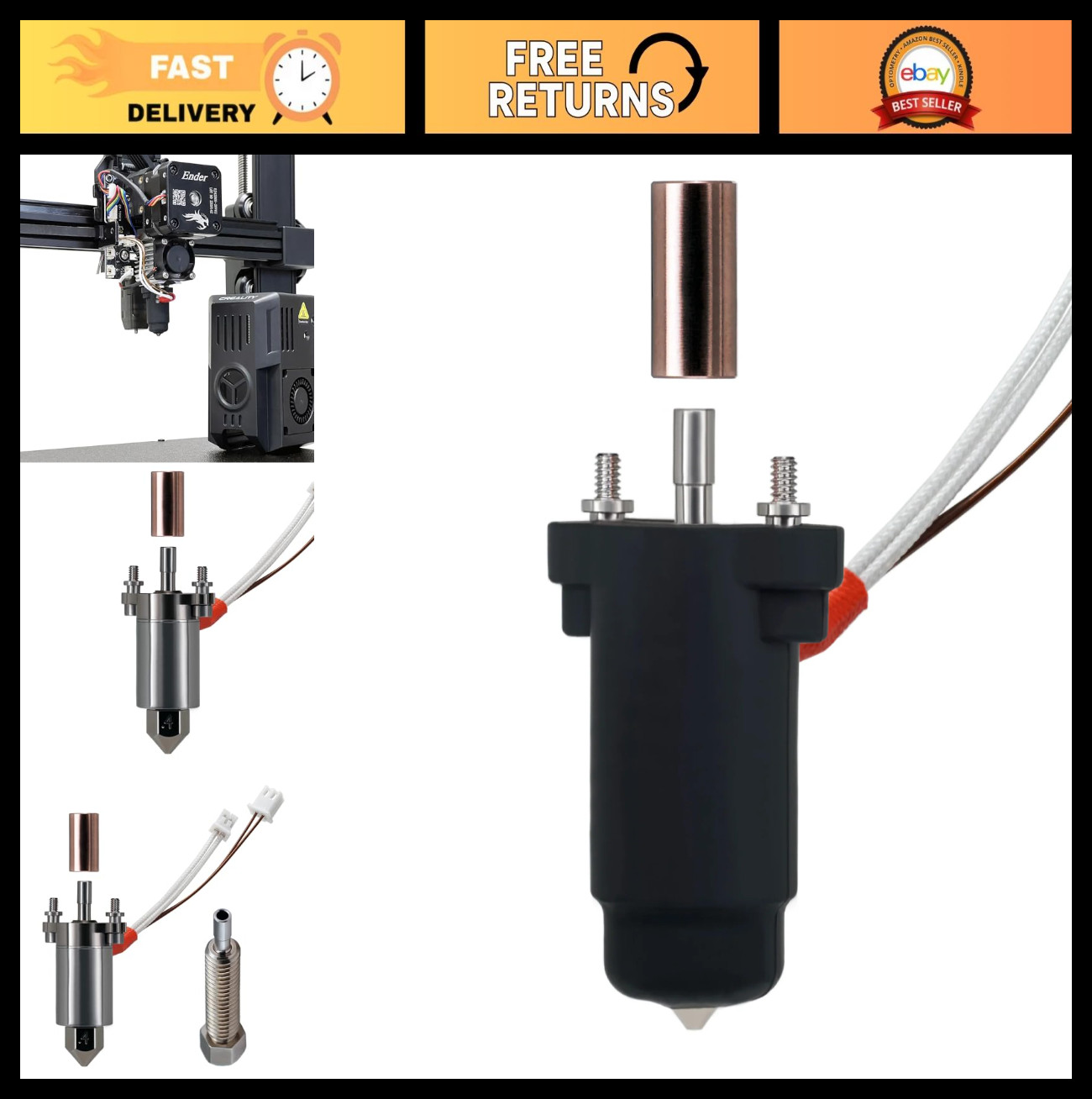 High Flow All Metal Hotend for Ender 3 V3 KE - Leakproof Nozzle, Cold Change