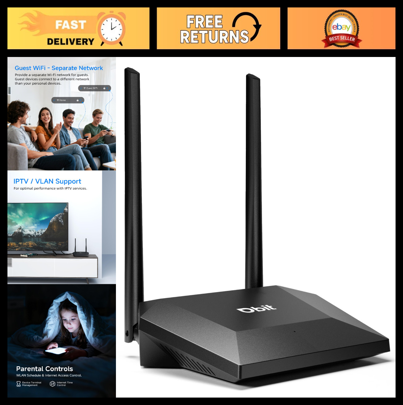 N300 2.4GHz WiFi Router, WISP Repeater, Secure Internet for Smart Home, Easy Set