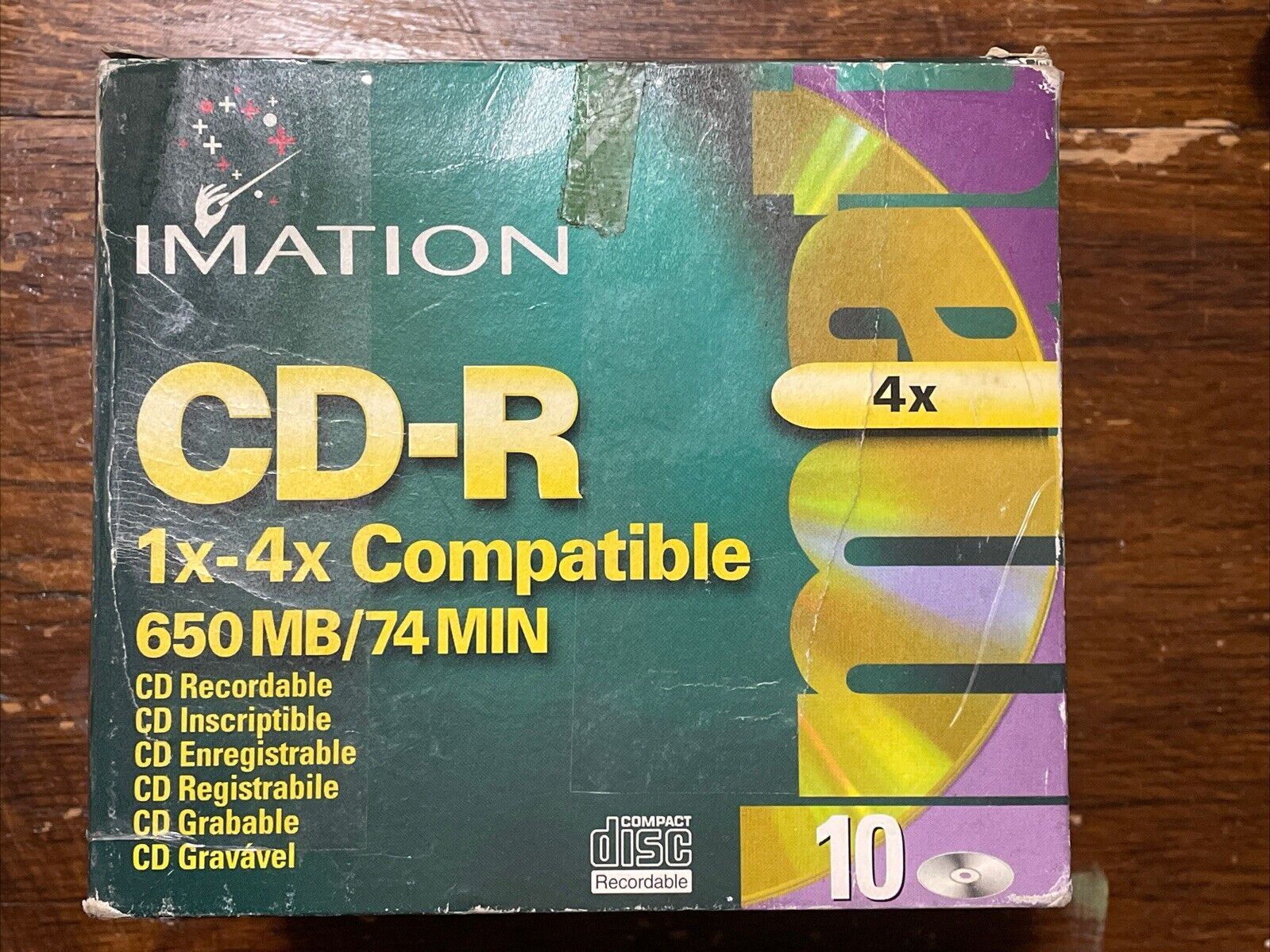 Imation CD-R 10 Pack w/ Jewel Cases 1x-4x 650 MB 74 Min Data Music Opened Box