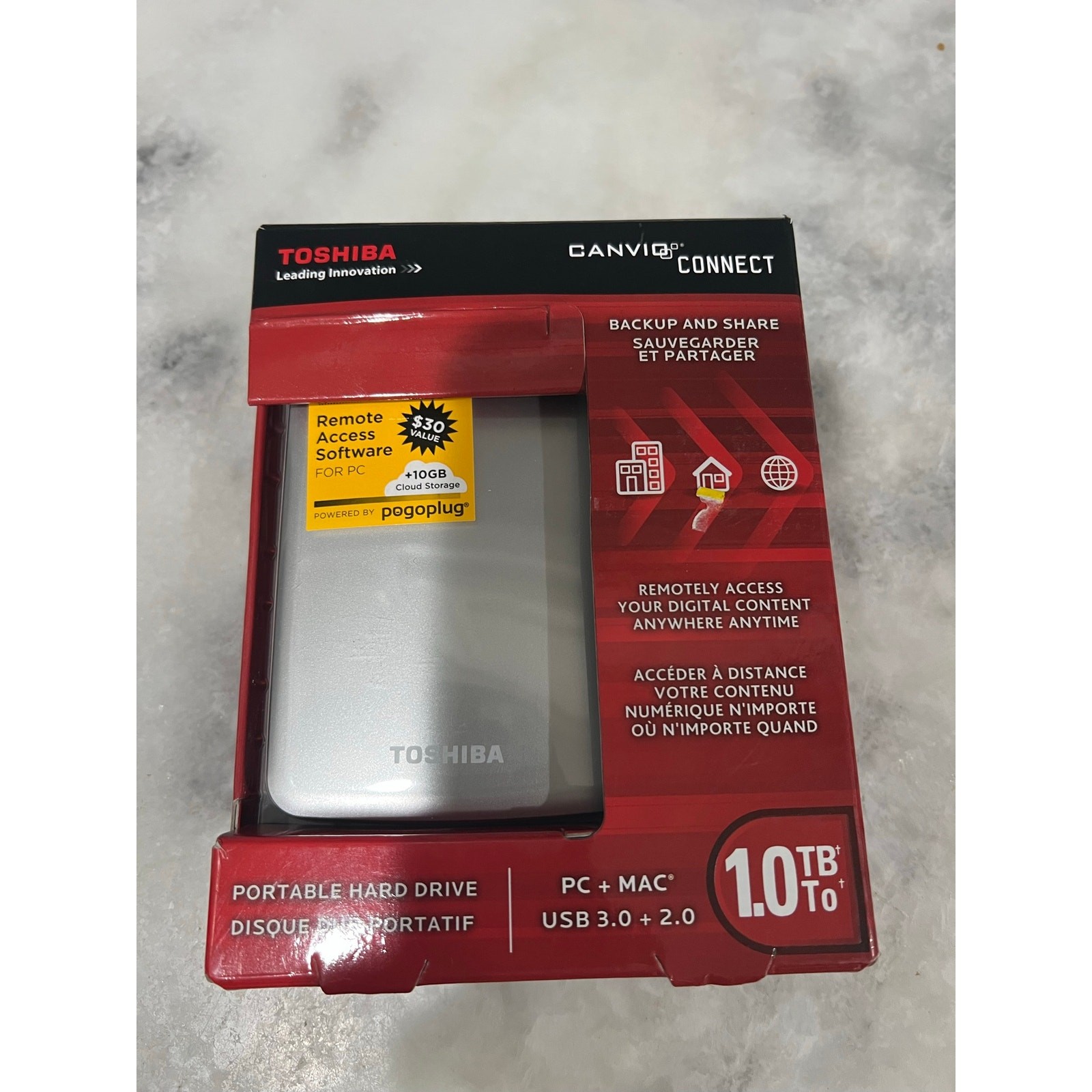 Toshiba Canvio Connect 1TB External Hard Drive USB 3.0 Portable PC Mac