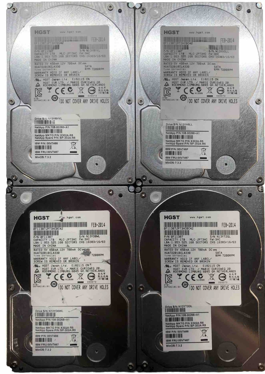 HGST Ultrastar A7K2000 | 4x 1TB @ 7.2K | 3.5" SATA 3Gb/s HDD | HUA722010CLA330