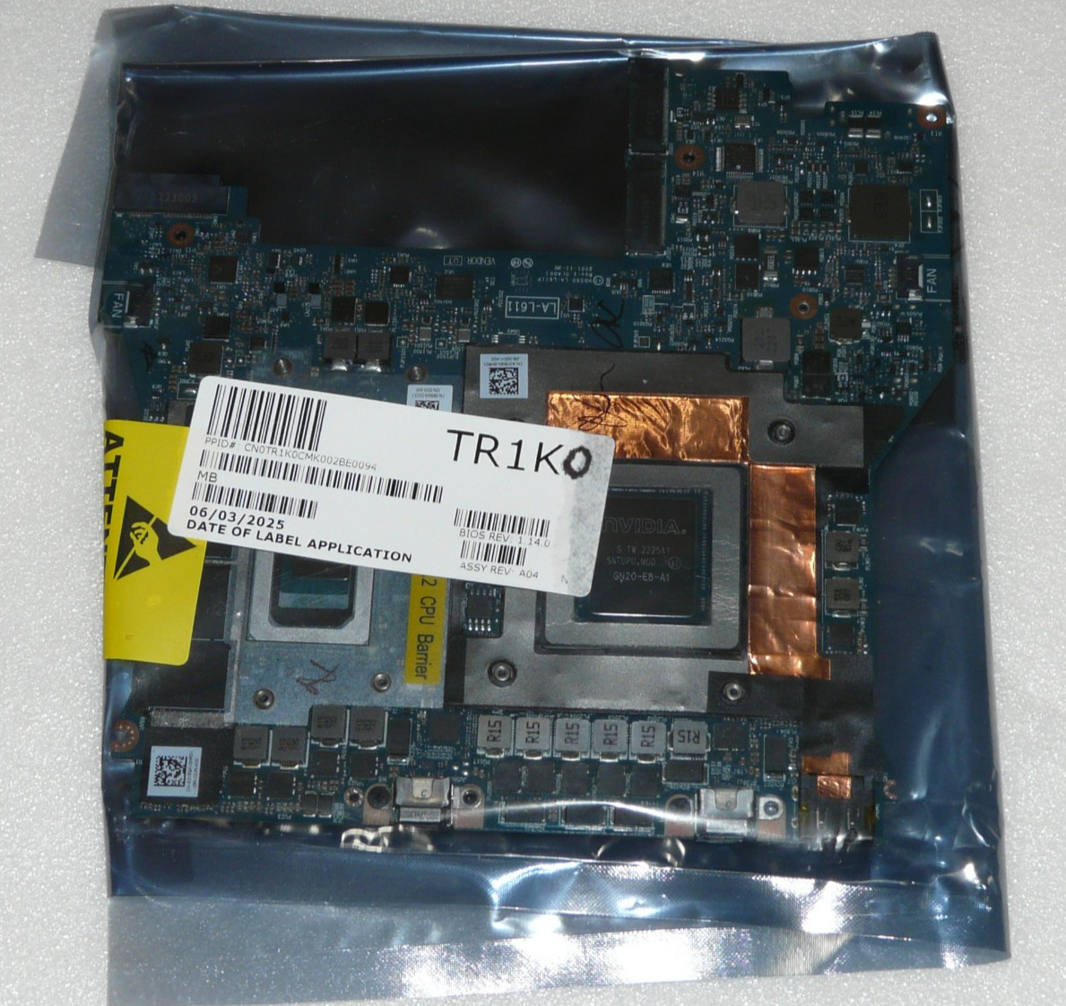 NEW ALIENWARE X15 R2 MOTHERBOARD i9 12900H 5GHz 32GB RAM RTX 3080TI 16GB TR1K0