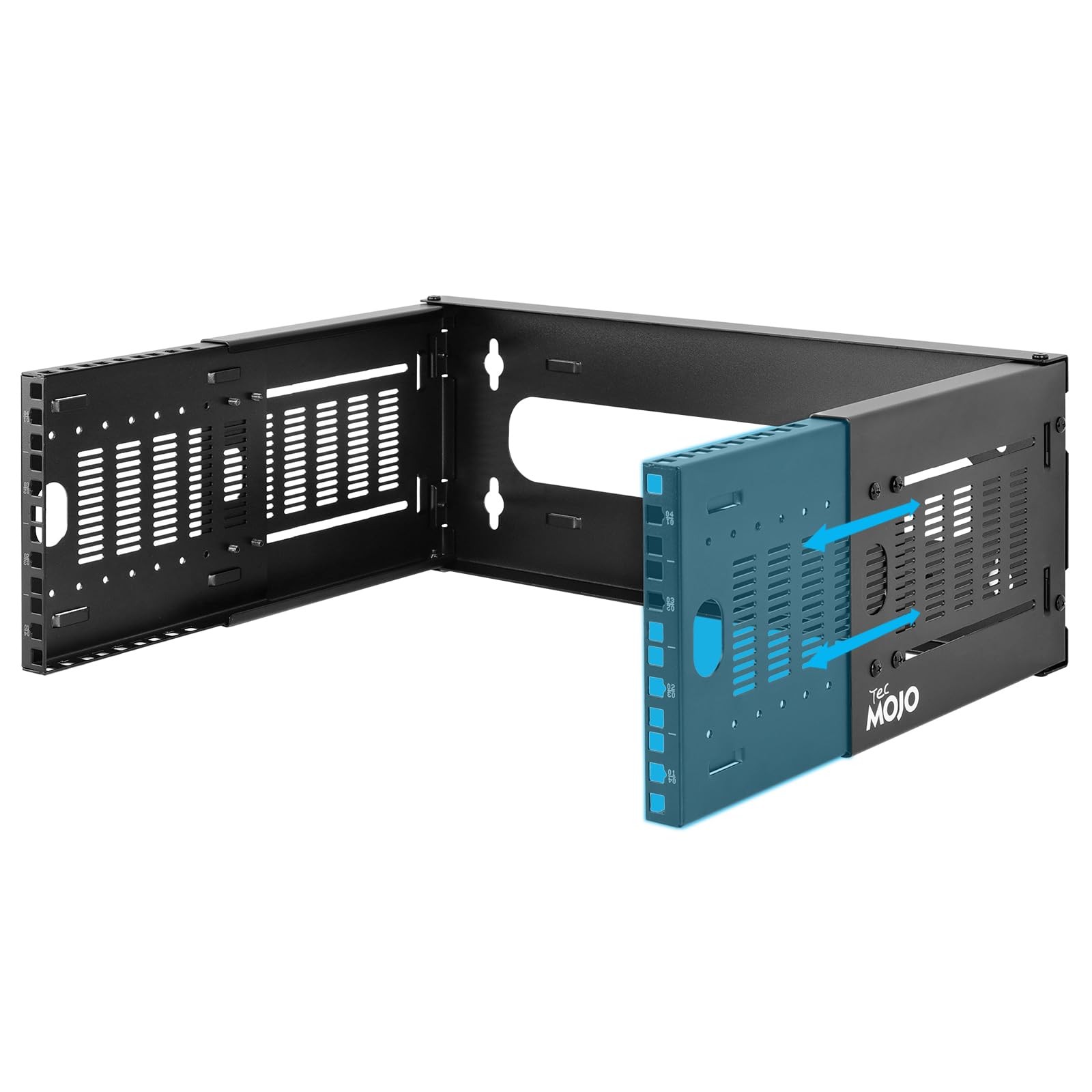 Tecmojo 4U Wall Mount Network Rack Adjustable Depth 19in Open Frame Bracket
