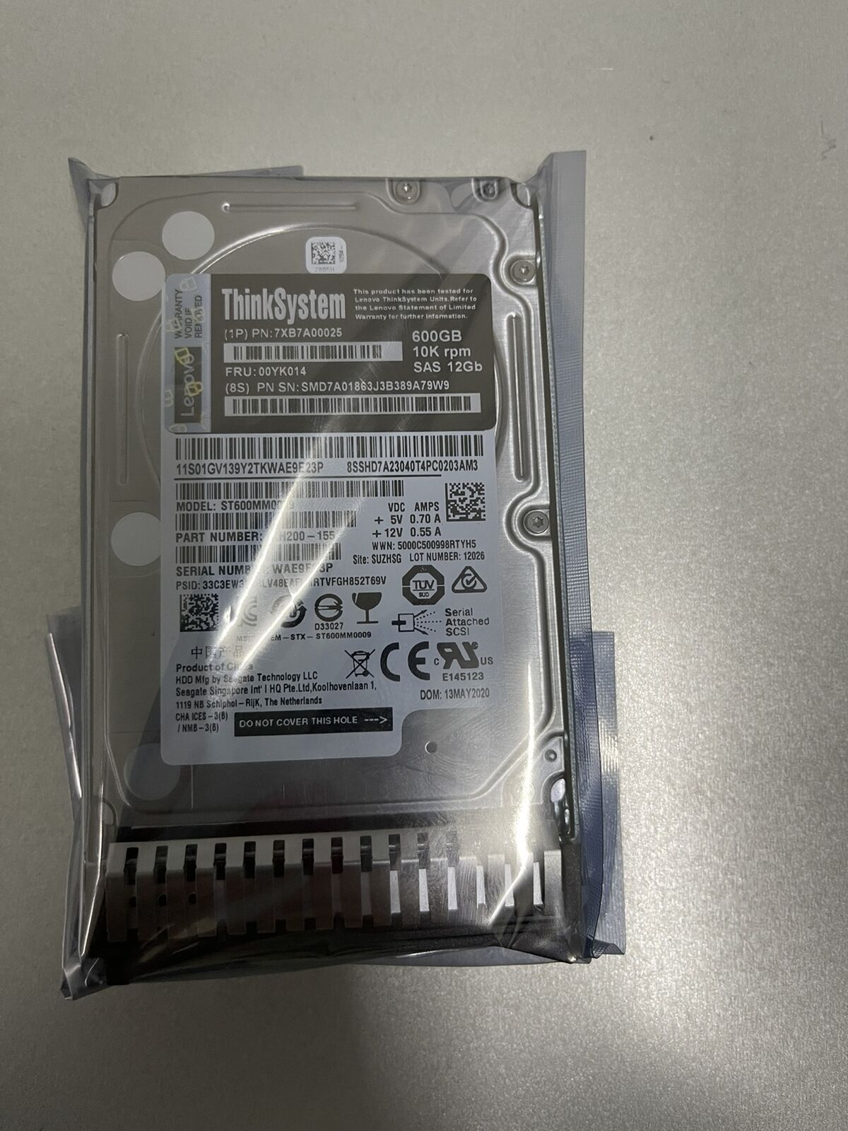 7XB7A00025 FOR ThinkSystem 2.5" 600GB 10K SAS 12Gb Hot Swap 512n HDD FRU 00YK014