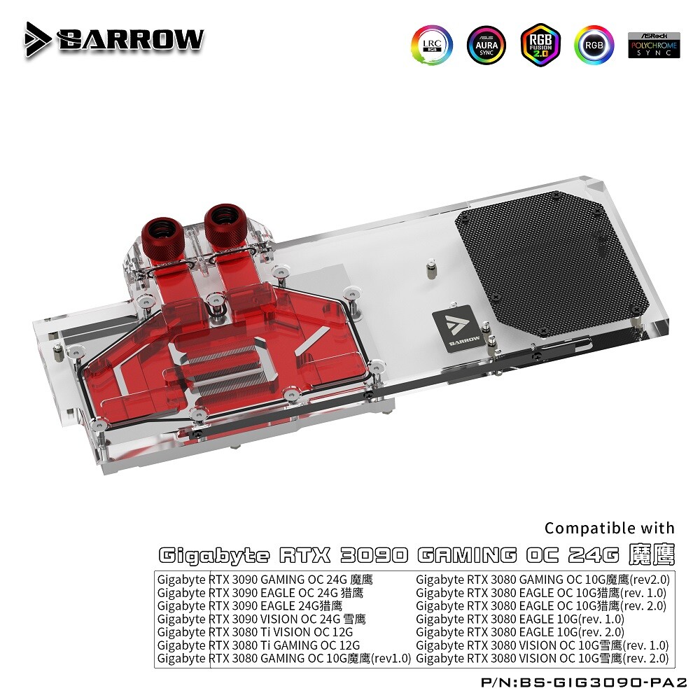 Barrow GPU Water Block for Gigabyte RTX 3080 3080Ti 3090 Gaming Eagle Vision OC
