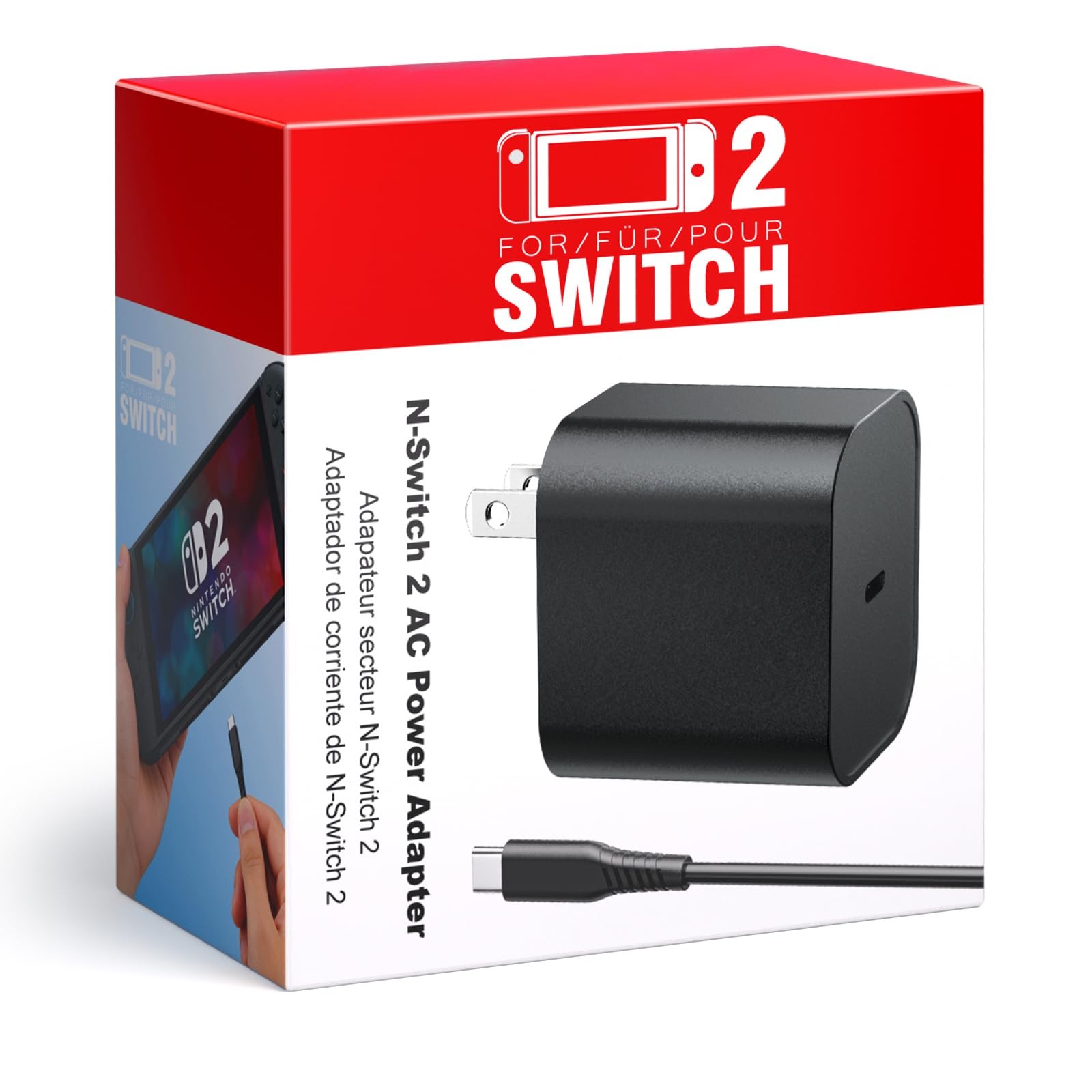 Switch 2 Charger 60W PD 3.0 Fast Charging for Nintendo Switch 2, Steam Deck, ...