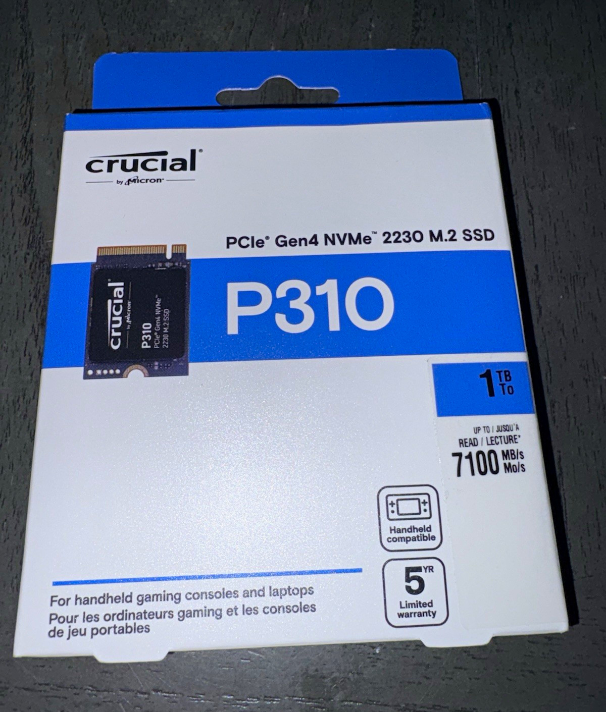 Crucial P310 1TB PCIe Gen4 NVMe M.2 2230 SSD 7100MB/s Handheld Compatible