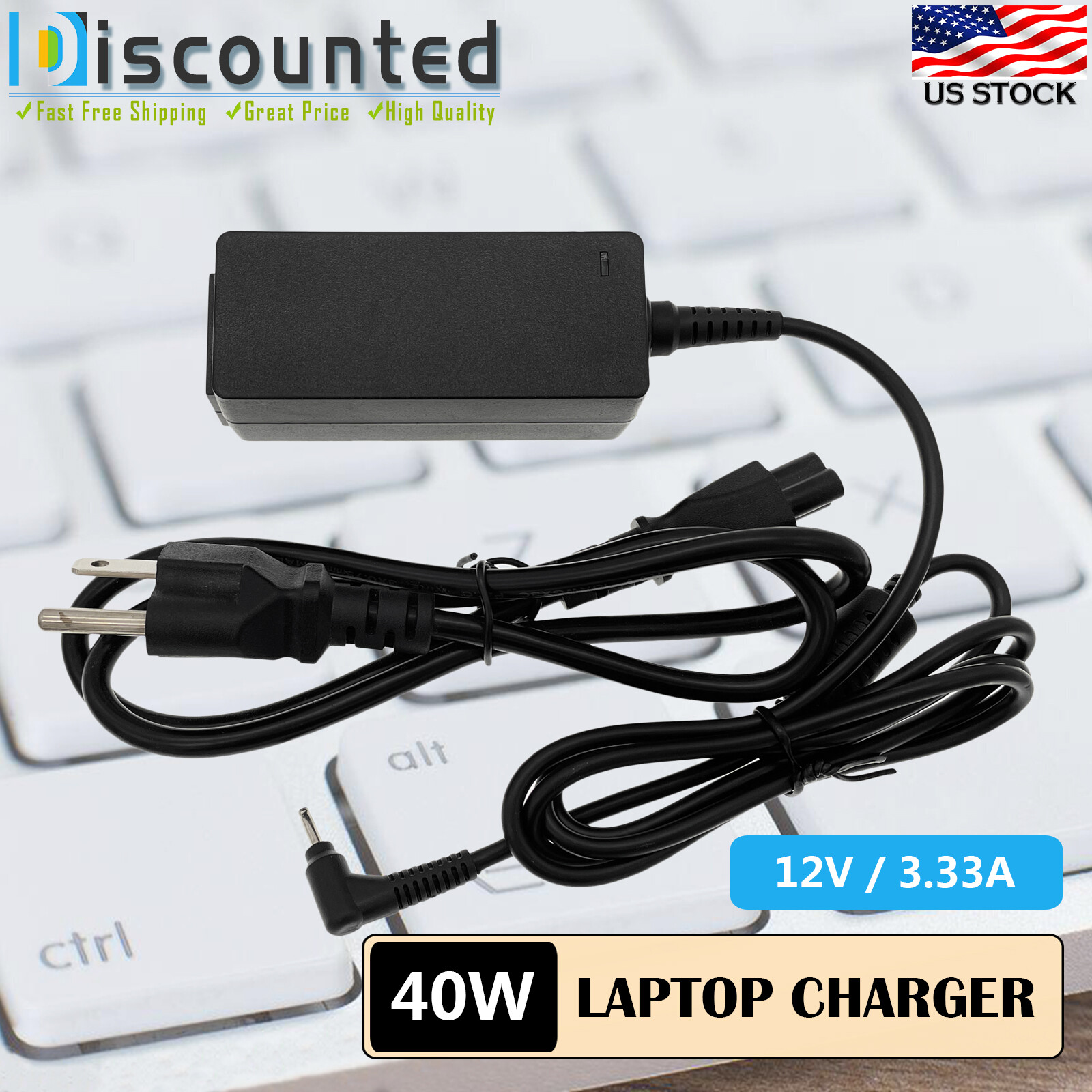 Samsung Chromebook Charger 12V 3.33A 40W XE500C13 XE503C12 2.5mm