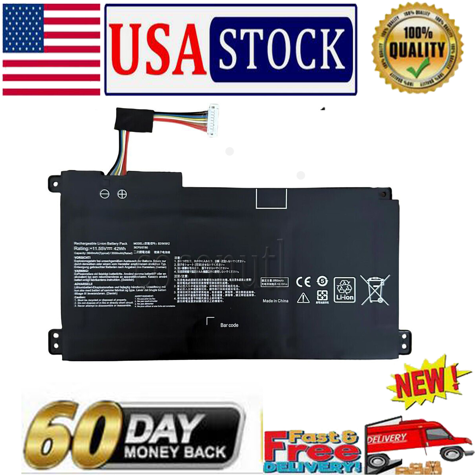 B31N1912 C31N1912 New Battery for ASUS VivoBook 14 E410MA L410MA E410KA E510KA