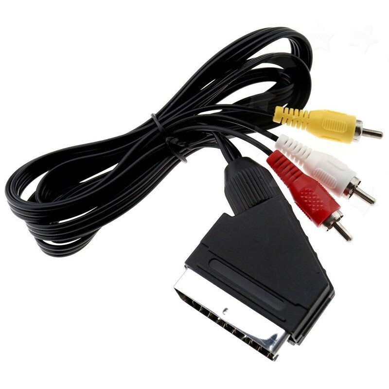 1.8m SCART to 3 RCA/Phono Composite AV Audio Video TV/DVD Male Cable Lead Switch