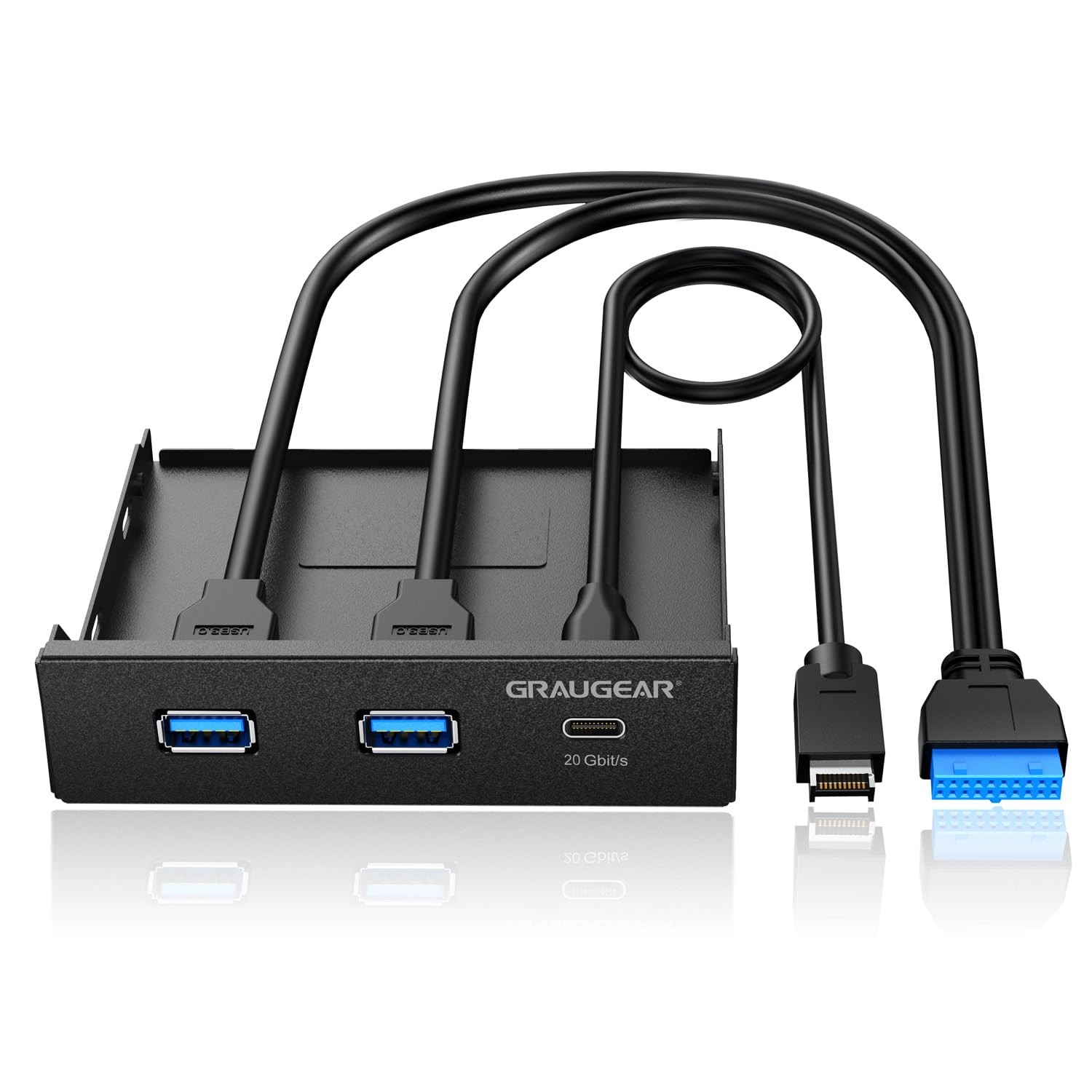GRAUGEAR 35 Inch Front Panel USB Hub 20Gbps USB C and USB 30 Ports Expansion