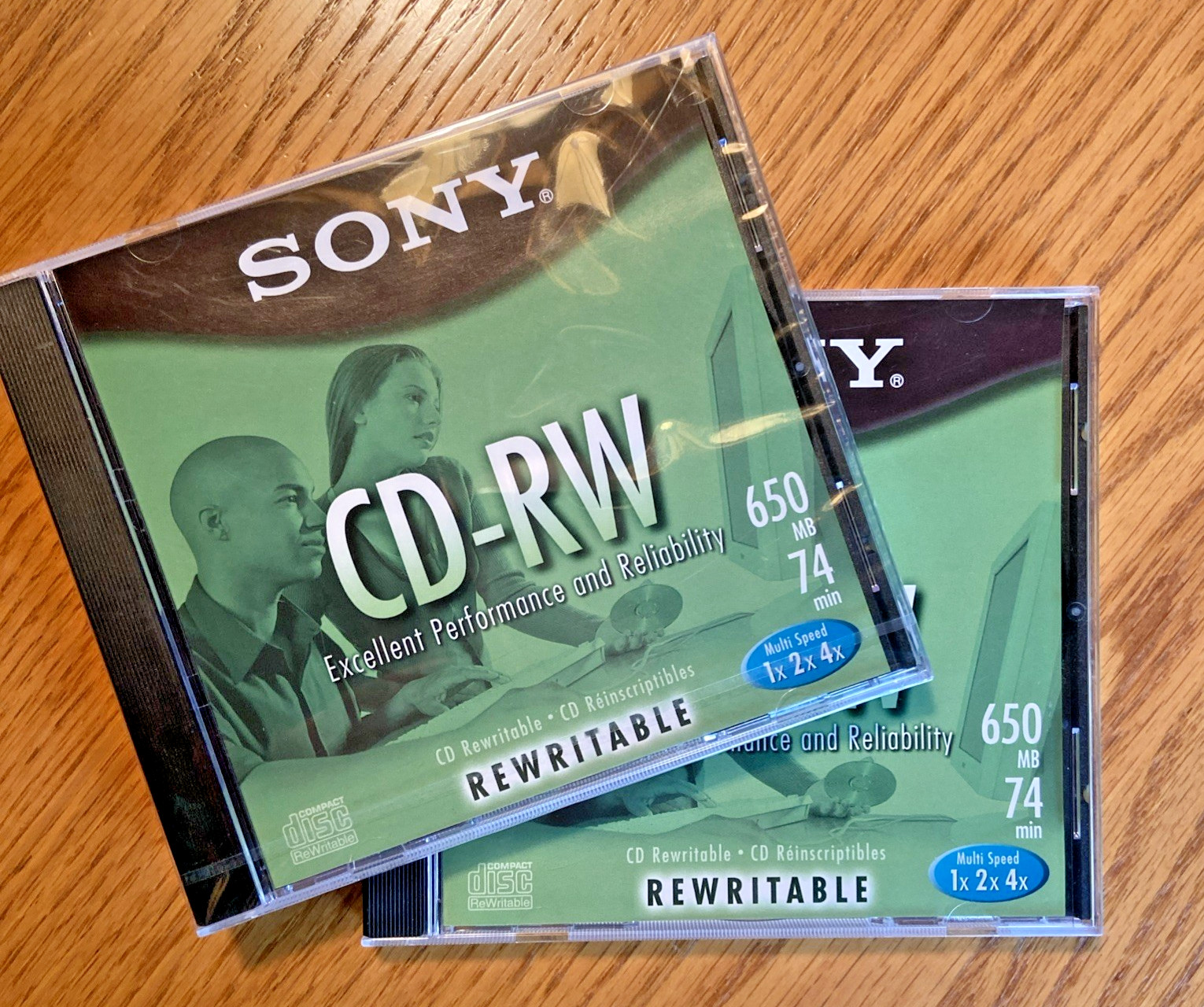 Sony CD-RW 2 Pack 650MB 74 Min Rewritable Blank Discs New One Sealed