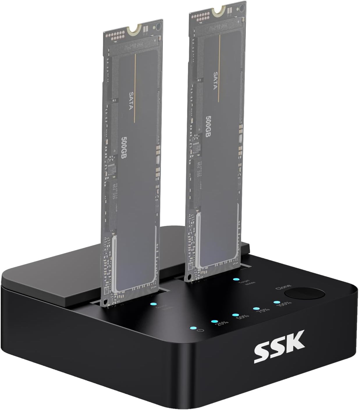 Nvme & SATA SSD Cloner M.2 Duplicator Dual Bay Dock SSD to USB Adapter