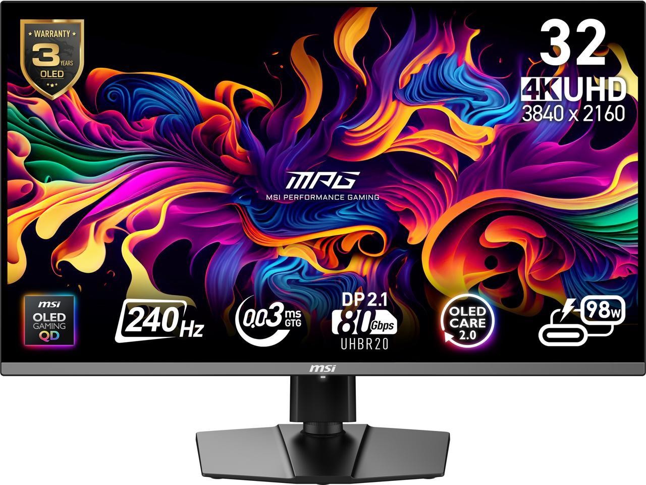 MSI 9S63DD29A018 MPG 322URX QD-OLED 32" 4K Gaming Monitor