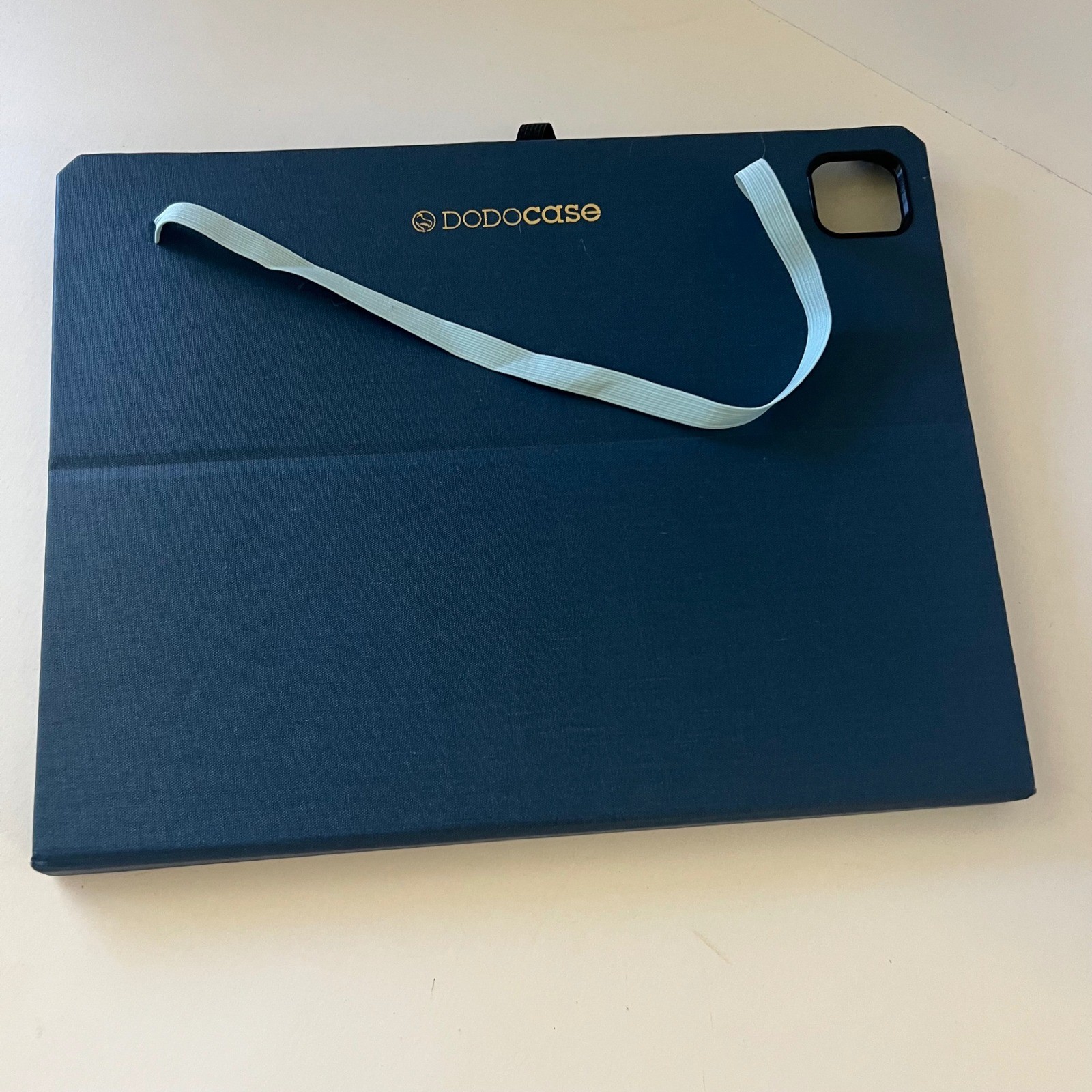 DODOcase Navy Blue Canvas Book Style iPad Case Made in USA Elastic Strap Closure
