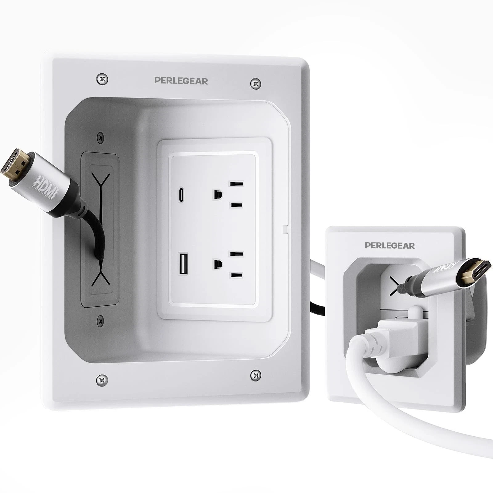 Perlegear TV in-Wall Cable Management Kit, USB and Typ C Ports Cord Hider for
