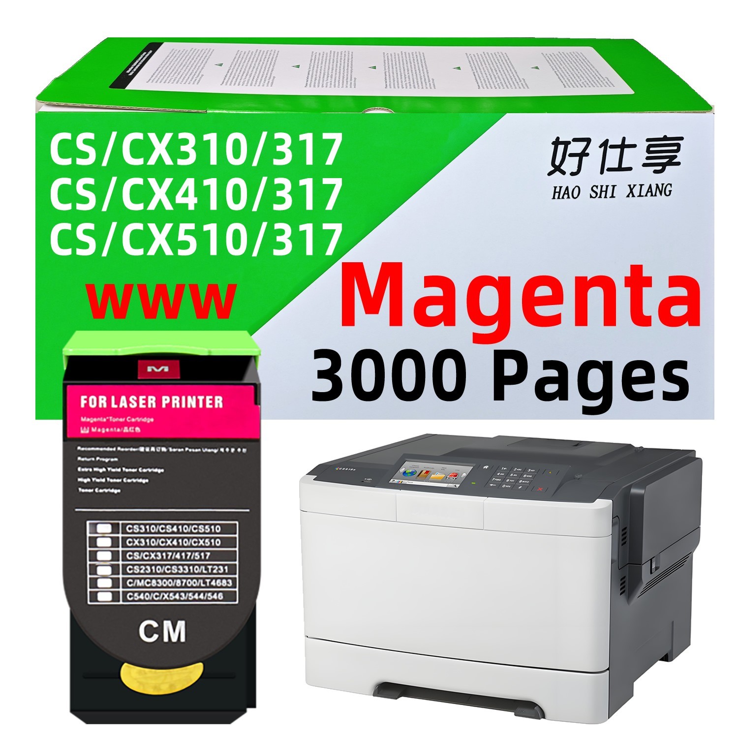 80C1HM0 Magenta Toner Cartridge Compatible for Lexmark CX310 CX410 CX510 CS310