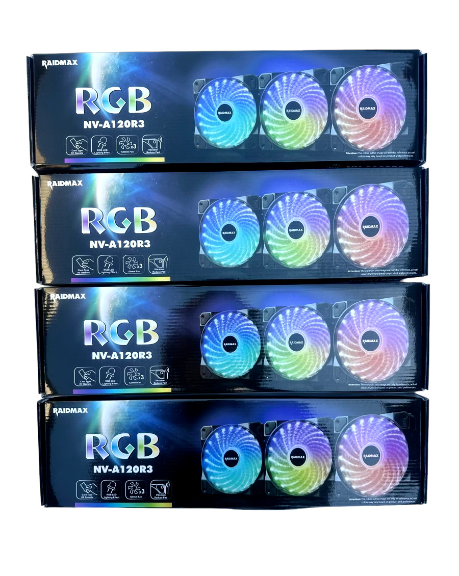 Gaming Tower PC Fan NV-A120R3 RGB LED FAN 3 Pack *LOT OF 4*  12 TOTAL FANS