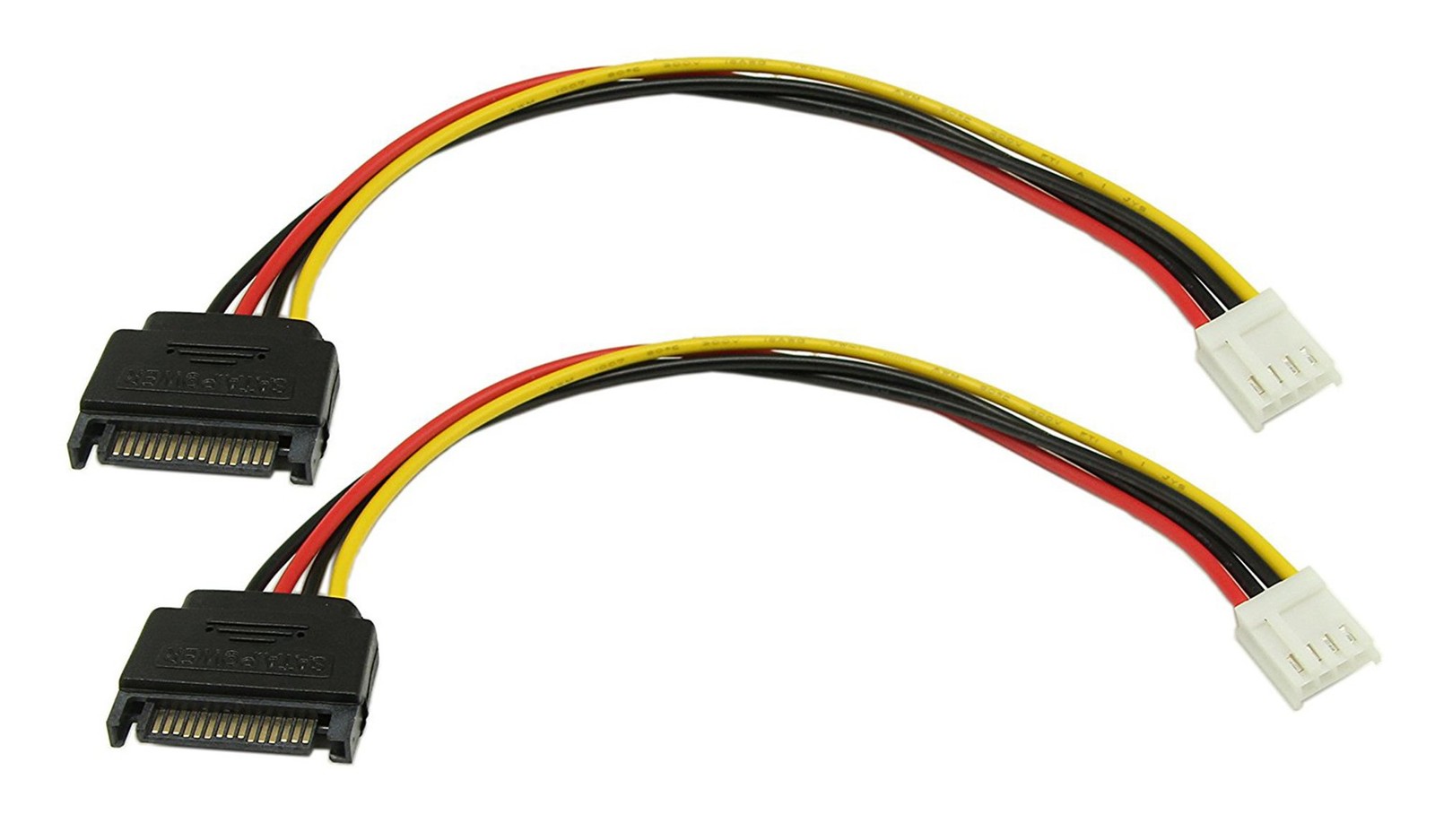 4 Pin Floppy Drive to SATA Power Cable 8 Inch Adapter 2 Pack