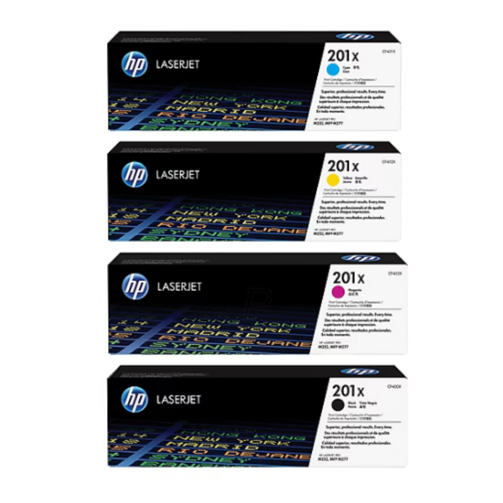 HP 201X 4 Colour High Yield Toner Set( Black, Cyan, Magneta, Yellow) Sealed Box✅