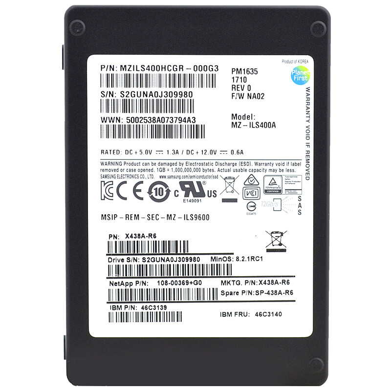 NetApp 108-00369+G0 MZ-ILS400A 400GB Sas 6Gb/s MLC 2.5” SSD